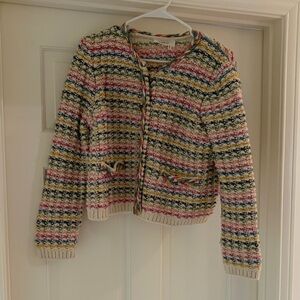 Multicolor Knit Cardigan Sweater - Striped Bouclé